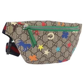Borsello per bambini GUCCI GG Supreme PVC Beige Silver 502095 Auth 206282M