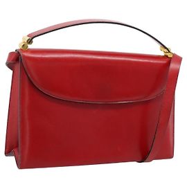 Borsa a mano Christian Dior in pelle 2way rossa tono oro Auth bs37235