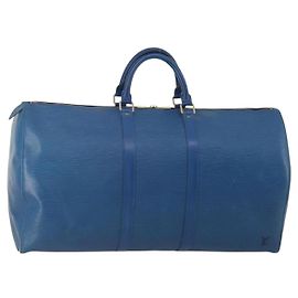 LOUIS VUITTON Epi Keepall 55 Boston Bag Toledo Blue M42955 LV Auth 193385