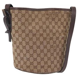Bolsa de Ombro GUCCI GG Canvas Bege Silver 106240 Auth ep16240
