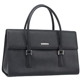 Bolsa de mão BURBERRY em couro preto e prata Auth 204238