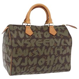 Sac à main LOUIS VUITTON Monogram Graffiti Speedy 30 Khaki M92194 LV Auth mr3054SAV