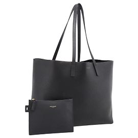 Autre Marque SAINT LAURENT Tote Bag aus Leder Schwarz Gold 394195 Auth bs37268