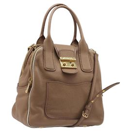 Borsa a mano Miu Miu in pelle 2way Beige Gold Auth 204057V