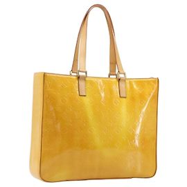 Bolso Tote LOUIS VUITTON Monogram Vernis Columbus Lime Yellow M91047 Auth gh2358