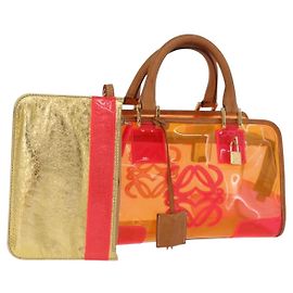 Borsa a mano LOEWE Anagram Americana 28 in vinile Orange Gold Auth 206052V