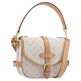 Sac LOUIS VUITTON Monogram Mini Lin Saumur BB White M12327 LV Auth 203218V