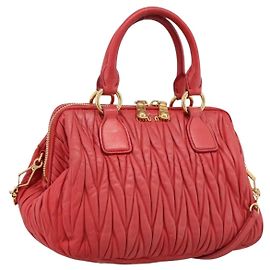 Borsa Miu Miu Matelassé in pelle 2way Rossa Oro Auth bs37398