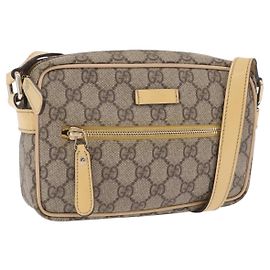 Borsa a tracolla GUCCI GG Supreme PVC Beige Gold 201447 Auth ep16201