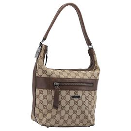 GUCCI GG Canvas Schultertasche Beige Silver 001 4299 Auth ep15906