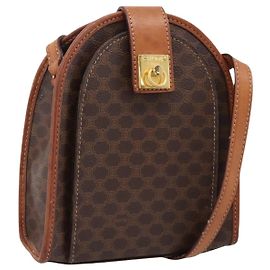 Céline CELINE Macadam Schultertasche PVC Braun Goldfarben Auth gh2400