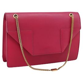 Autre Marque Bolsa de Ombro com Corrente SAINT LAURENT em Couro Pink Gold Auth bs37328
