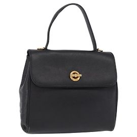 Céline CELINE Hand Bag Leather Black Gold Auth ka6337