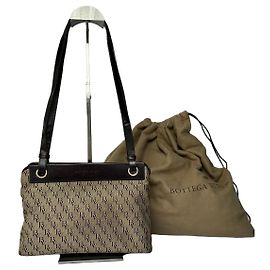 Bolso de mano Vintage Bottega Veneta Monogram Canvas Beige Brown