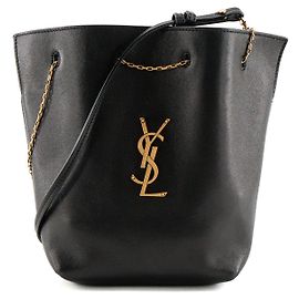 Autre Marque SAINT LAURENT - Bolsa de ombro Saint Laurent Pochon em couro liso preto