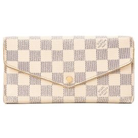 LOUIS VUITTON - Portefeuille Sarah Louis Vuitton en toile damier azur