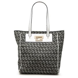 Fendi Zucchino Canvas Tote Schwarz