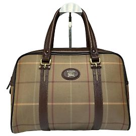 Bolso estructurado Vintage Burberrys Haymarket Check con asa superior Finales de los 1990 Beige