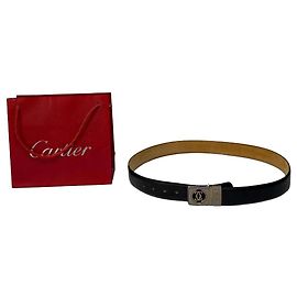 Vintage Cartier Leather Belt c. Late 1980s–1990s Black Gold