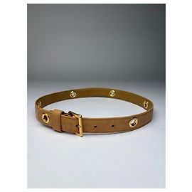 Ceinture réglable en cuir Loewe Vintage fin des années 1990 Beige Yellow