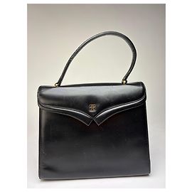 Vintage Givenchy 4G Logo Structured Top-Handle Bag Late 1970s Black