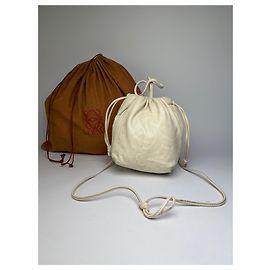Vintage Loewe Textilleder-Beuteltasche Ende der 1990er Off-White