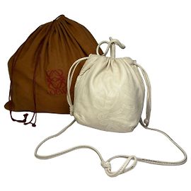 Vintage Loewe Textilleder-Beuteltasche Ende der 1990er Off-White