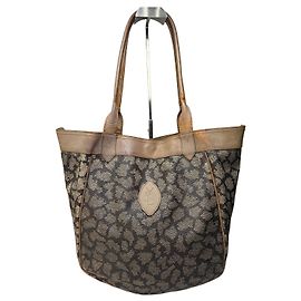 Tote Vintage Yves Saint Laurent in Tela e Pelle c. Fine anni '80 Marrone Beige