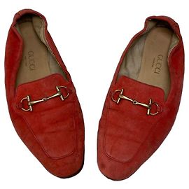 Vintage Gucci Loafer in Wildleder-Optik korallenrot Ende der 1990er EU36.5