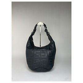 Borsa Hobo Vintage Givenchy Logo 4G in tela rivestita Fine anni 1990 Nero