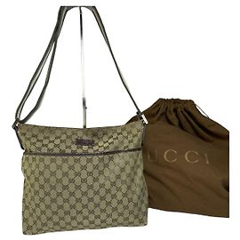 Bolsa Hobo Vintage Gucci GG Supreme Início dos anos 2000 Olive Brown