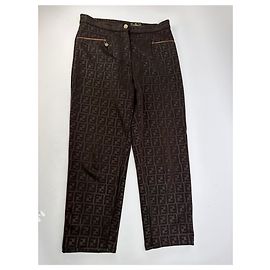Vintage Fendi Zucca Monogram Slim Hose Ende der 1990er Brown L