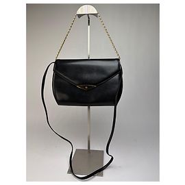 Vintage Givenchy 4G Logo Schultertasche mit Klappe Späte 1970er Black Gold