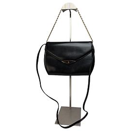 Vintage Givenchy 4G Logo Schultertasche mit Klappe Späte 1970er Black Gold