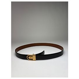 Cintura in pelle Vintage Givenchy Logo 4G c. fine anni '70 Nero Oro