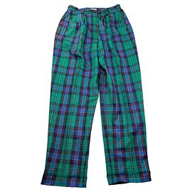 Pantalon Vintage Balenciaga Sports en laine à carreaux c. fin des années 1980 Vert Bleu Violet 59