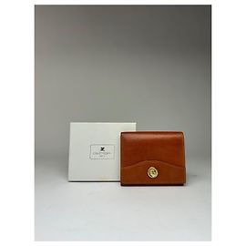 Courreges Carteira Bifold em Couro Texturizado Courrèges Vintage final dos anos 1970 Tan Orange