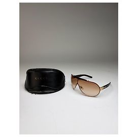Occhiali da sole Vintage Gucci in acetato fine anni 1990 Nero Oro