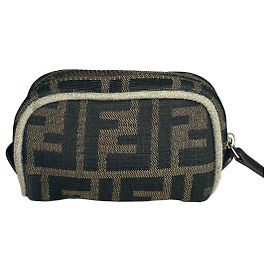 Neceser Vintage Fendi Zucca Canvas Finales de los 1980 Brown Black