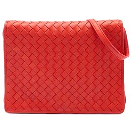 Borsa a tracolla con patta Bottega Veneta in Nappa Intrecciato arancione