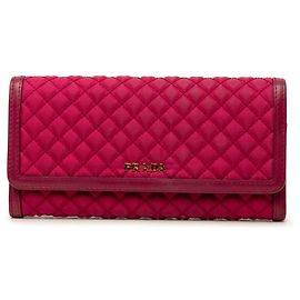 Portafoglio lungo Prada Impuntu Tessuto rosa