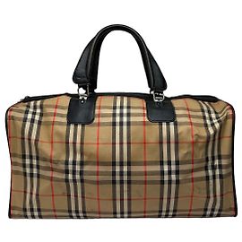 Bolso de viaje Vintage Burberrys Check pre-1999 Beige Black