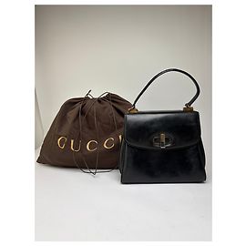 Vintage Gucci Strukturierte Lederhandtasche Ende der 1990er Jahre Schwarz