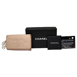 Vintage Chanel Textured Leather Bifold Wallet c. 2004 Pale Pink