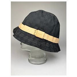 Vintage Gucci GG Monogram Canvas Bucket Hat Late 1990s Black Beige