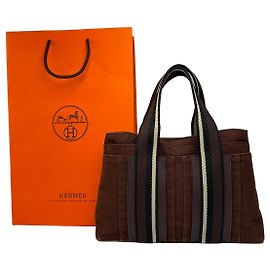 Vintage Hermès Troca Canvas Tote Ende der 1990er Brown / 1, 2, 3, 6