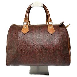 Bolsa de mão Vintage Etro em tecido revestido Paisley Burgundy Brown