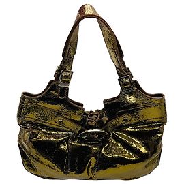 Sac à épaule Anya Hindmarch en cuir craquelé métallisé doré