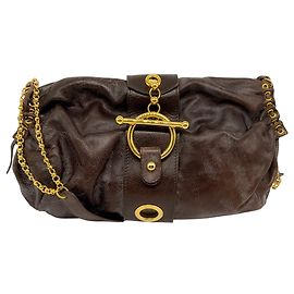 Sac à épaule Marni en cuir marron avec détails dorés