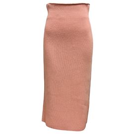 Stella Mc Cartney Stella McCartney Blush Pink Ribbed Knit Wool Midi Skirt